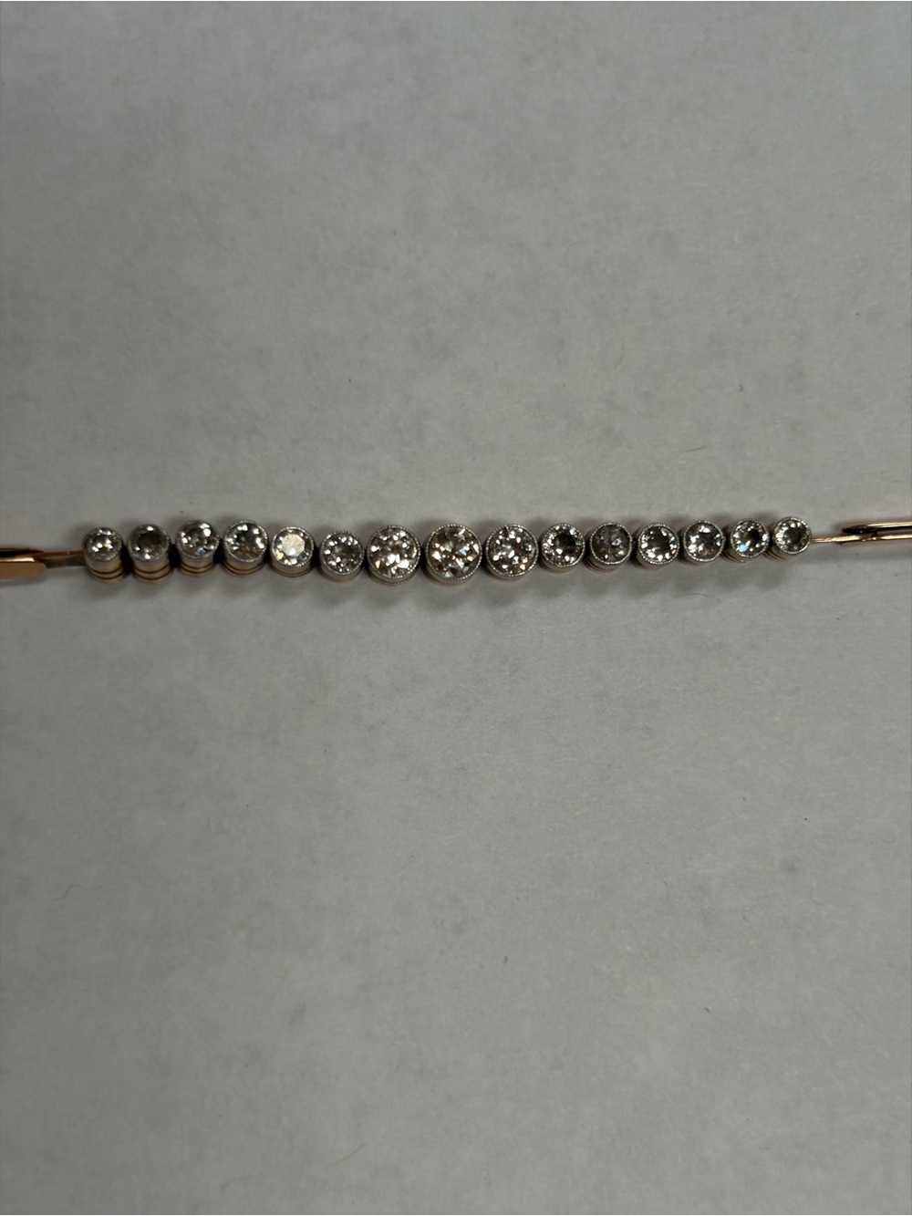 Diamond and gold antique station bracelet - Picture 11 of 16